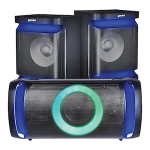 3-Piece Bluetooth Home Stereo System, with Integrated Amp, Microphone and LED Party Lights