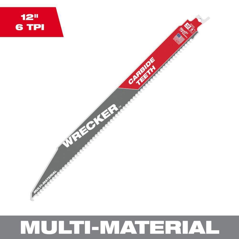 Milwaukee 12 in. 6 TPI WRECKER Carbide Teeth Multi-Material Cutting SAWZALL Reciprocating Saw Blade (1-Pack) -  48-00-5243