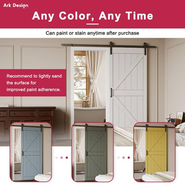 48 in. x 84 in. Paneled White Primed MDF British K Shape MDF Sliding Barn Door Slab without Hardware Kit