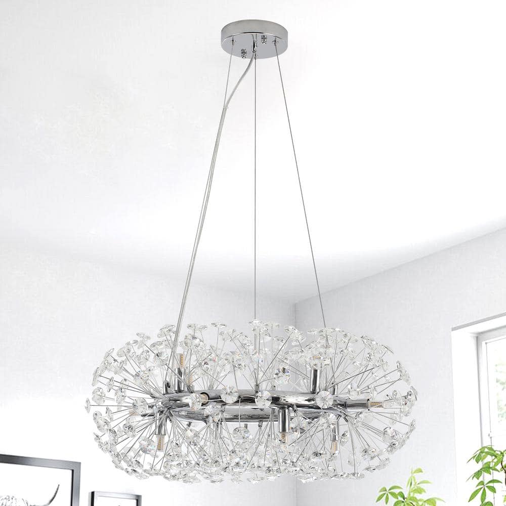 ZJVAIVE 12-Light Chrome Pedant Design Linear Chandelier Lighting