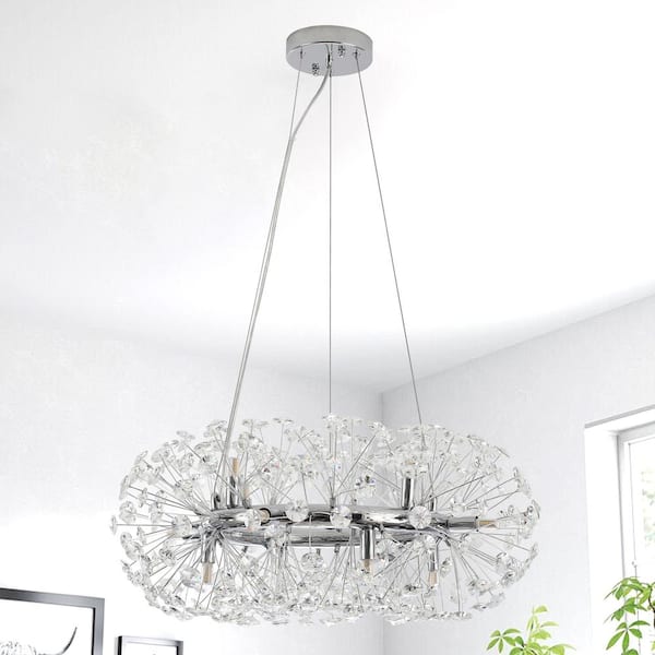 12-Light Chrome Pedant Design Linear Chandelier Lighting Blowball Crystal Island Chandelier for Kitchen Island
