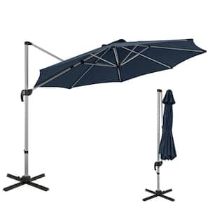 11 ft. Metal Cantilever Patio Umbrella in Navy with 360° Rotation and Adjustable Tilt