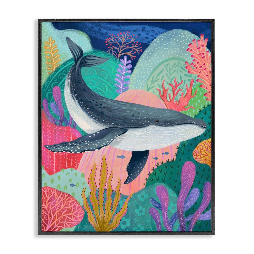 Bright Whale and Sea Coral by Arrolynn Weiderhold Black Framed Coastal Giclee Art Print 14 in. x 11 in. price history on PriceWatchPro