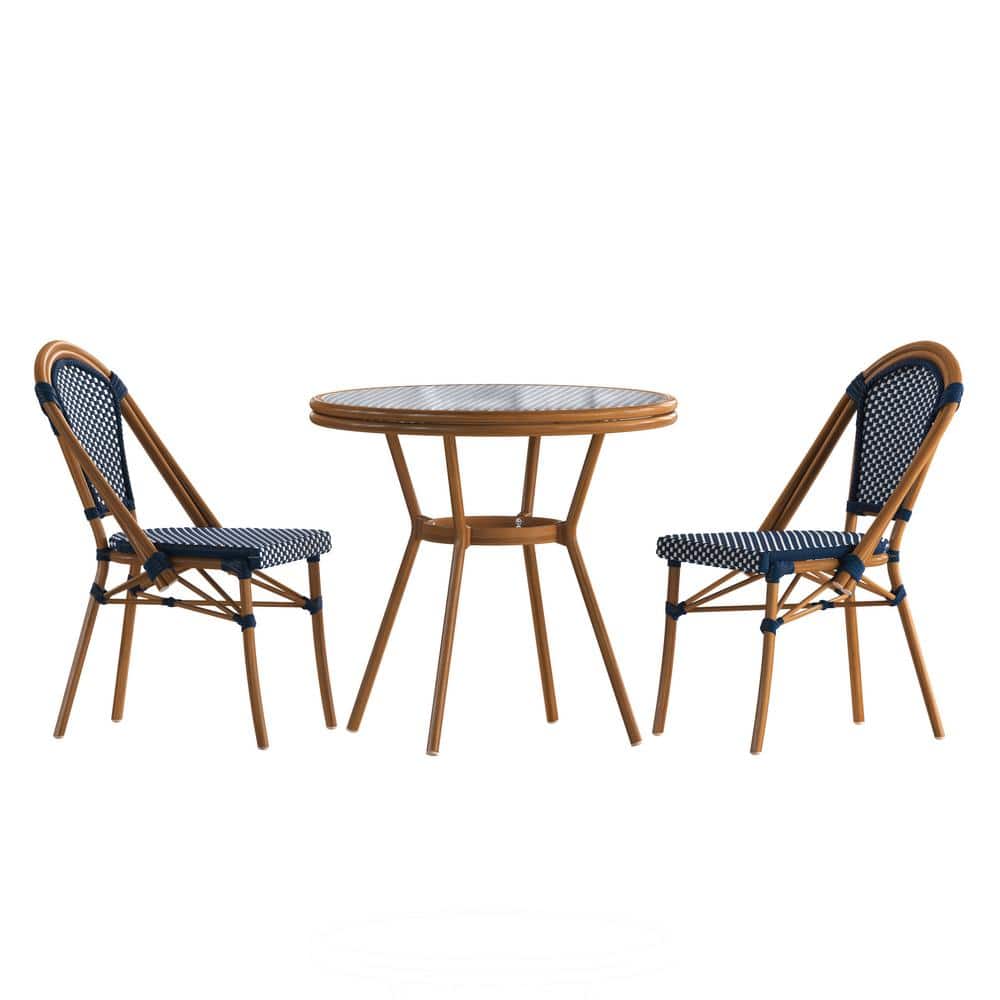 Brown 3-Piece Aluminum Outdoor Dining Set