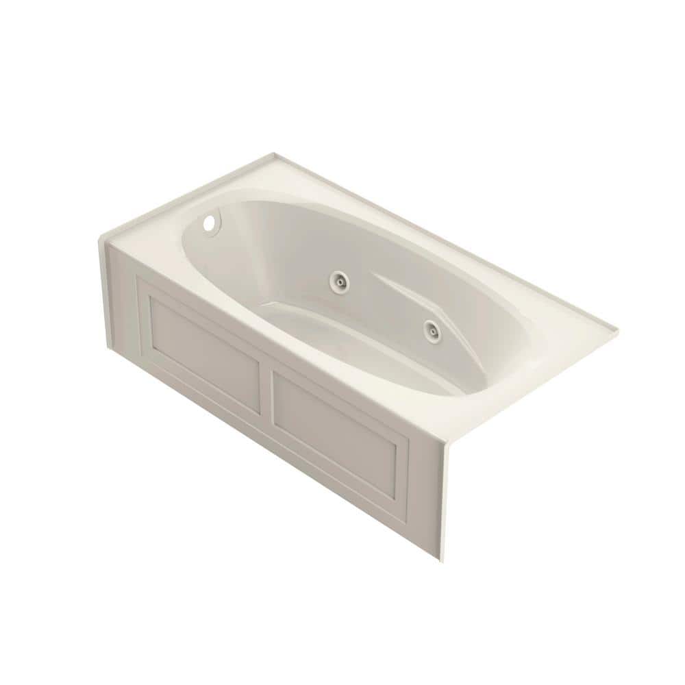 JACUZZI AMIGA 72 in. x 36 in. Acrylic Left-Hand Drain Rectangular Alcove Whirlpool Bathtub with Heater in Oyster -  AMS7236WLR2HXY