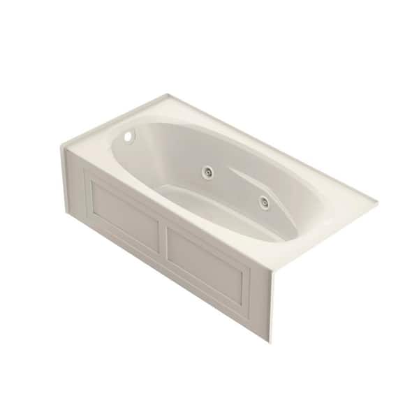 JACUZZI AMIGA 72 in. x 36 in. Acrylic Left-Hand Drain Rectangular Alcove Whirlpool Bathtub with Heater in Oyster