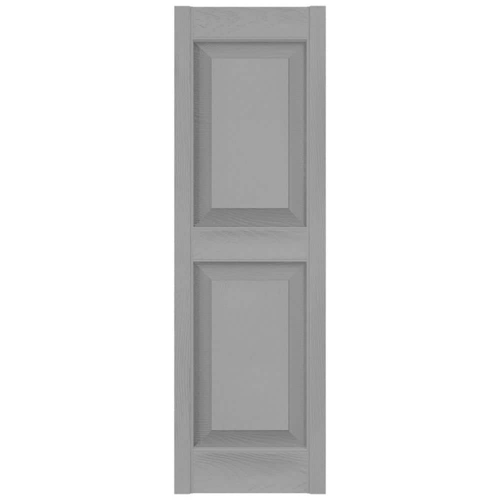 12"W x 57"H Gray Vinyl Raised Panel Shutters, Paintable
