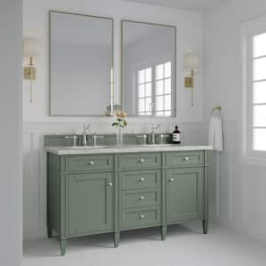 Brittany 60.0 in. W x 23.5 in. D x 33.8 in. H Bathroom Vanity in Smokey Celadon with Victorian Silver Top