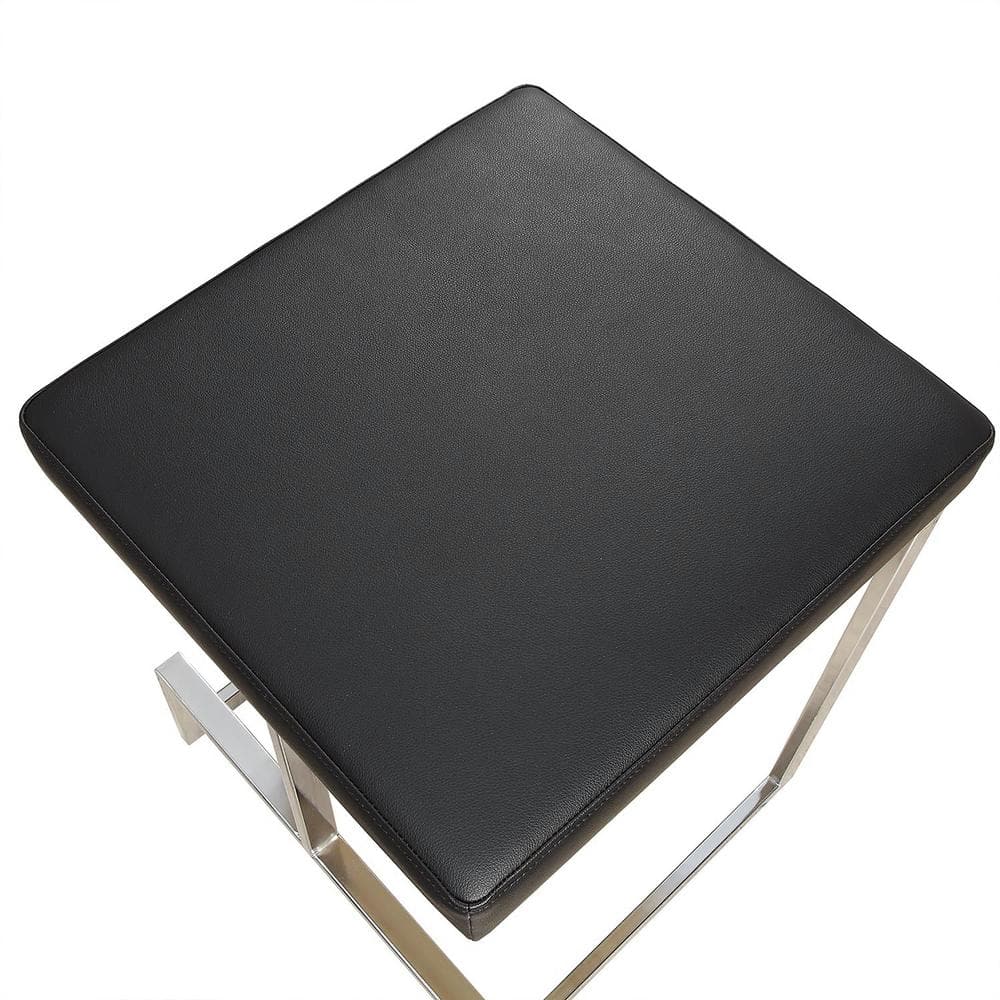 Kafka 24" Black Faux Leather and Chrome Counter Stool