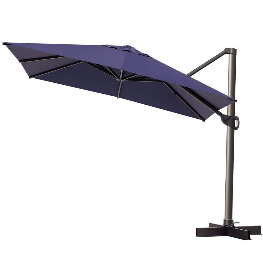 10 ft. x 10 ft. Outdoor Rectangular Heavy-Duty 360-Degree Rotation Cantilever Patio Umbrella in Navy Blue -  Pellebant, PB-PU037NAV-N1