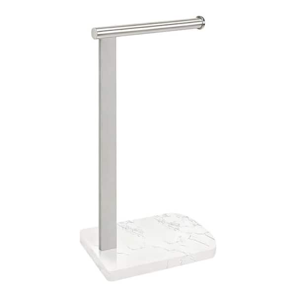 Single Rod Towel Holder in Brushed Nickel, Free-Standing L Shape Hand Towel Rack, Stainless Steel Towel Ring with Base
