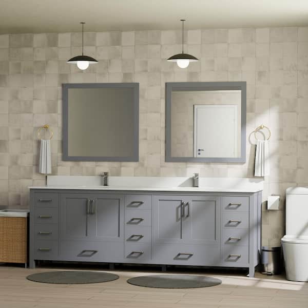 Jacques 84 in. W x 22 in. D Dark Grey Bath Vanity and Cultured Marble Top
