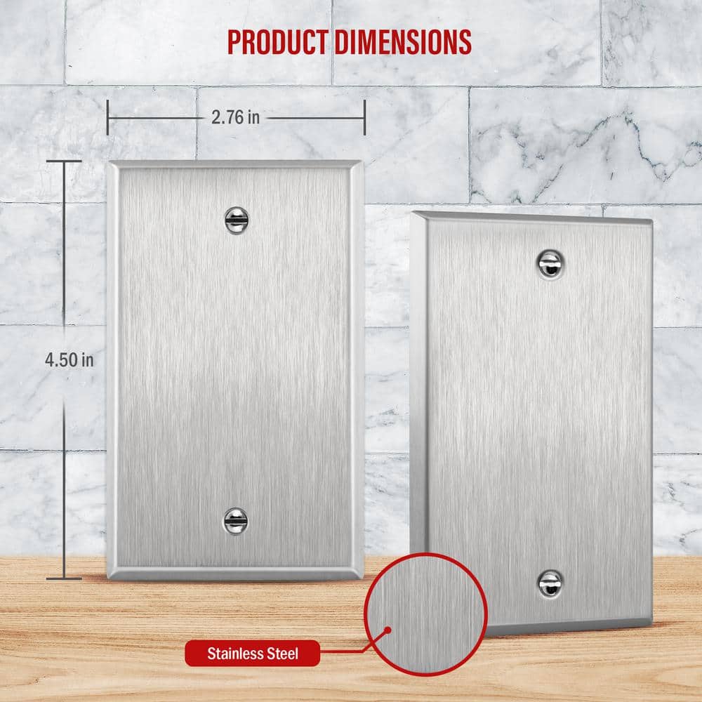 Silver Stainless Steel 1-Gang Blank Wall Plate