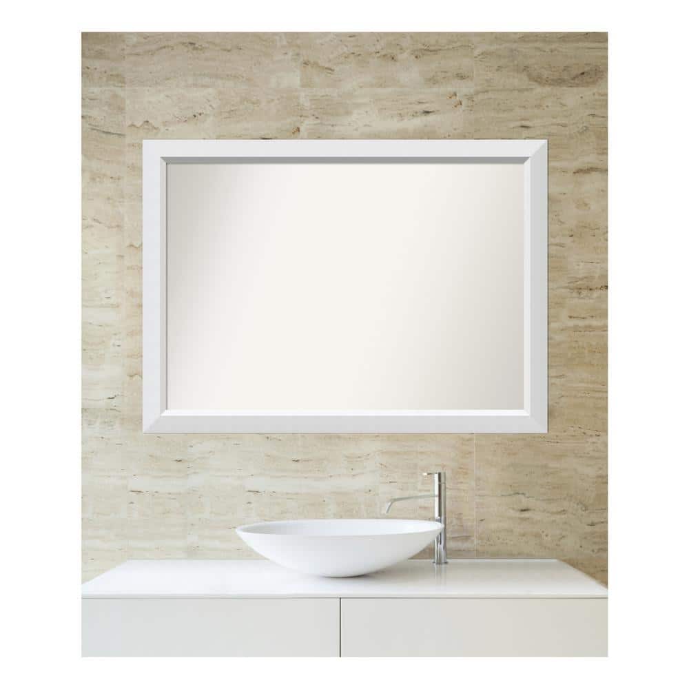 Blanco White 40.25 in. x 29.25 in. Custom Non-Beveled Wood Framed Bathroom 