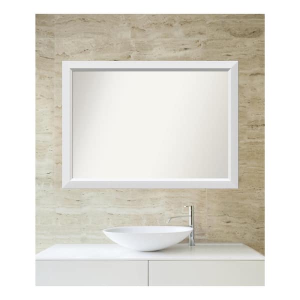 Amanti Art Blanco White 40.25 in. x 29.25 in. Custom Non-Beveled Wood Framed Bathroom Vanity Wall Mirror