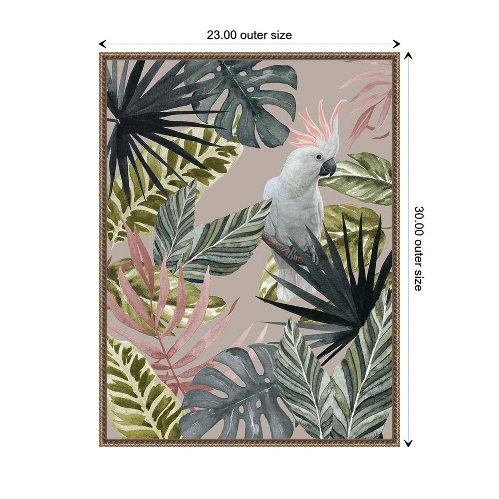 Beaded Bronze Framed Tropical Cockatoo Canvas Wall Art 23 x 30
