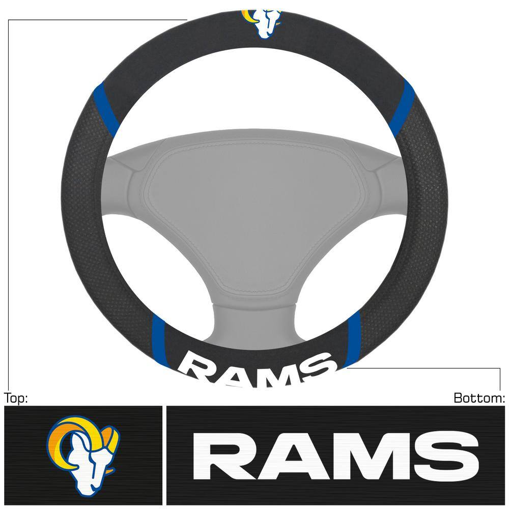 NFL - Los Angeles Rams Embroidered Steering Wheel Cover in Black - 15in. Diameter price history on PriceWatchPro
