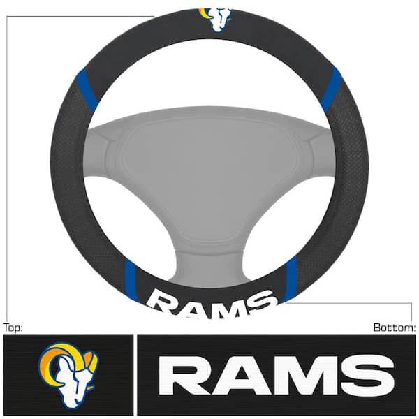 FANMATS NFL - Los Angeles Rams Embroidered Steering Wheel Cover in Black - 15in. Diameter