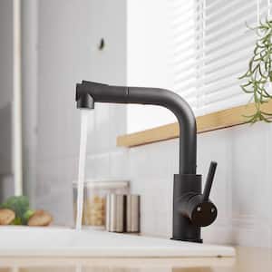 Single Handle Bar Faucet with Pull-Down Sprayer in Matte Black