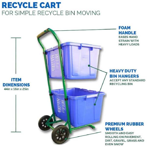 Recycle Cart for 400 Plus lbs. for Moving Recycle Bins (Single Pack)