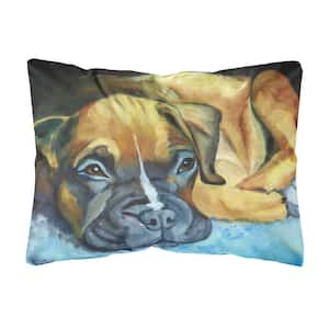 12 in. x 16 in. Multi-Color Outdoor Lumbar Throw Pillow Boxer Pup Fabric Decorative Pillow