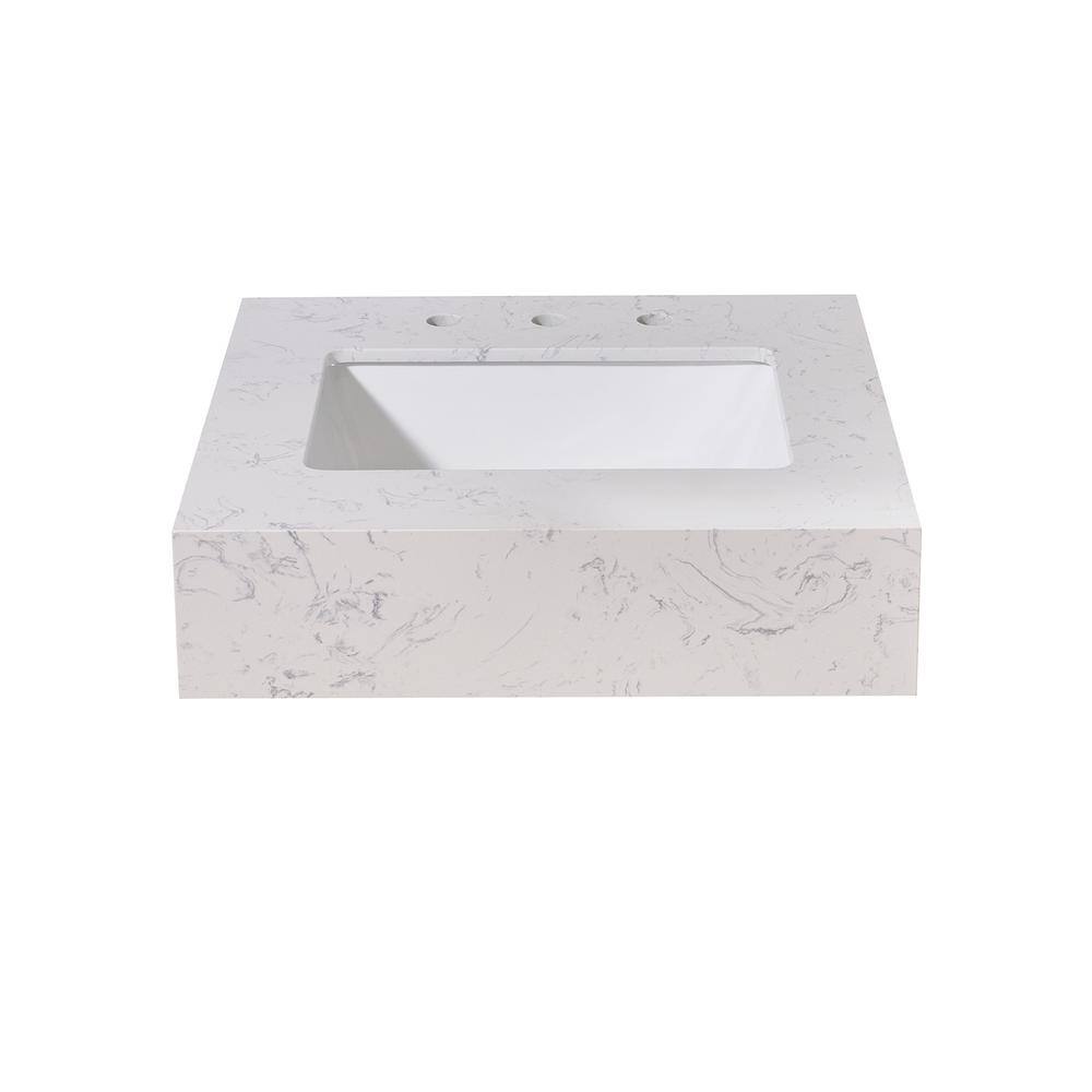24" White Ceramic Bathroom Vanity Top with Sink