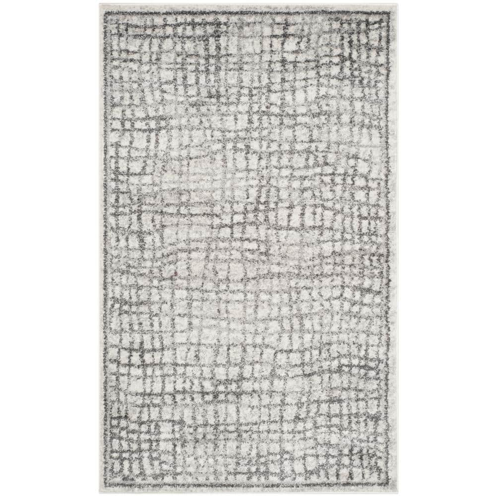 SAFAVIEH Adirondack Silver/Ivory Doormat 3 Ft. X 5 Ft. Abstract Area ...