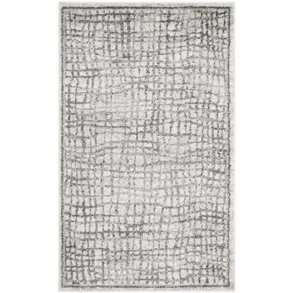 SAFAVIEH Adirondack Silver/Ivory Doormat 3 ft. x 5 ft. Abstract Area Rug