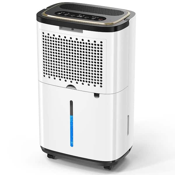 50 pt. 4500 sq. ft. Portable Dehumidifier in White, with Bucket, Drain Hose, Continuous Run, 24H Timer, Child Lock, 40dB