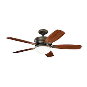 Carlson 52 in. Indoor Oiled Bronze Downrod Mount Ceiling Fan with Integrated LED with Wall Control Included