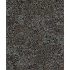 Metallic WeatheRed Grid Wallpaper Grey & Brown Paper Strippable Roll (Covers 57 sq. ft.)