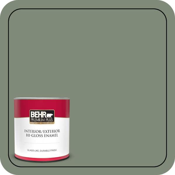 BEHR PREMIUM PLUS 1 qt. #N400-5 Thai Basil Hi-Gloss Enamel Interior/Exterior Paint & Primer