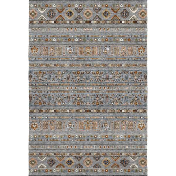 Mayfield Premium Machine Washable Abstract AMF2244 Gray 5 ft. x 7 ft. 6 in. Area Rug