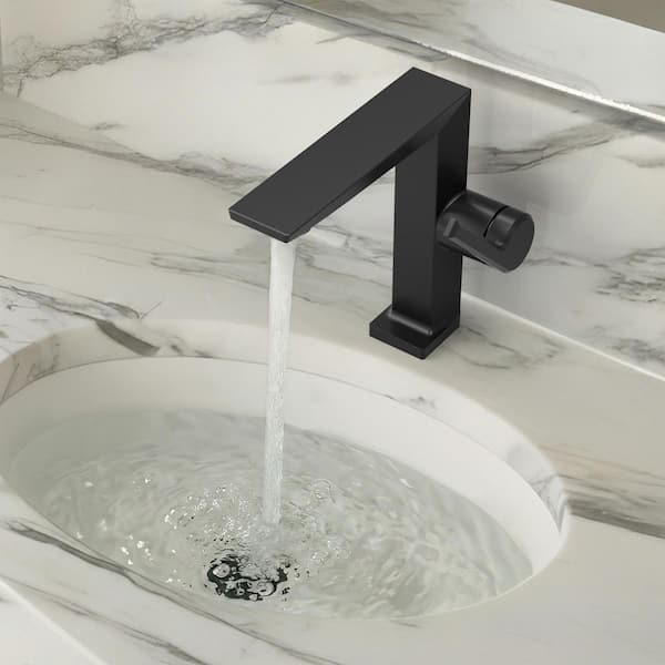 Single-Handle Single Hole Bathroom Sink Faucet with Pop-Up Drain in Matte Black