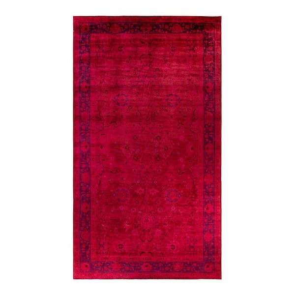 Overdyed Red 10 ft. x 18 ft. Solid Wool Indoor Area Rug
