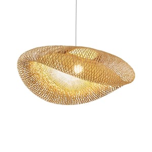 Nature Sense 1-Light Bamboo No Decorative Accents Lantern Oval Chandelier for Living Room with No Bulbs Included