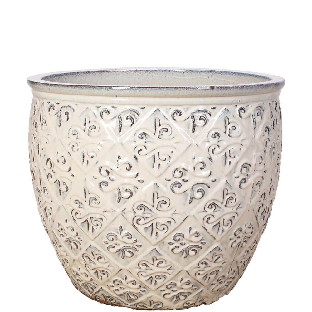 15 in. Beige Ceramic Lumaris Planter GGC-800C-BE - The Home Depot