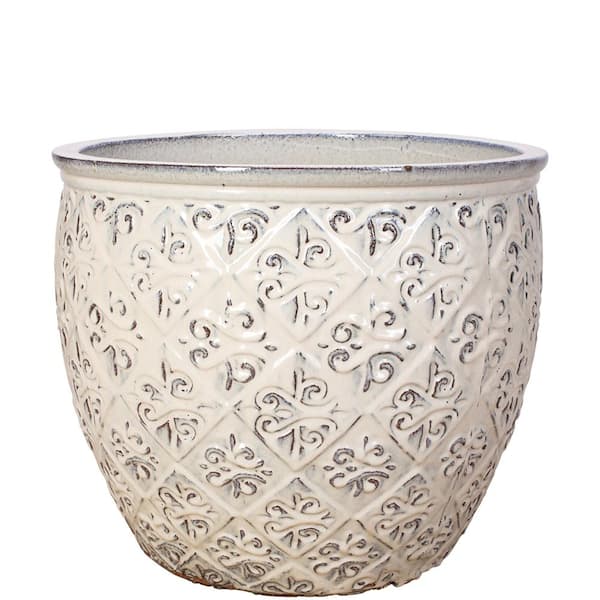 Unbranded 15 in. Beige Ceramic Lumaris Planter