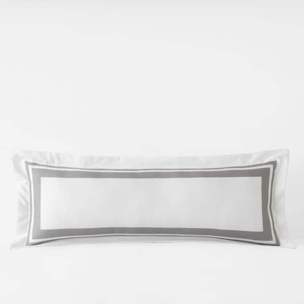 Legends Hotel Double Border Silver 14 in. X 40 in. Throw Pillow Cover