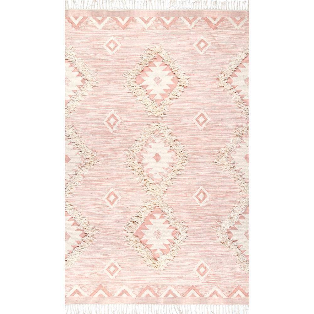nuLOOM 2 ft. x 3 ft. Pink Savannah Moroccan Fringe Doormat Area Rug ...