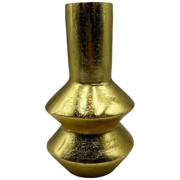 castellousa Gold 8 in. x 5 in. Aluminum Geometric Decorative Metal Vase