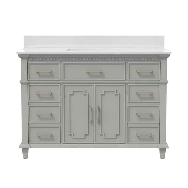 Maincraft 48 in. W 22 in D. x 38 in. H Bath Vanity in Gray with White Engineered Quartz Top