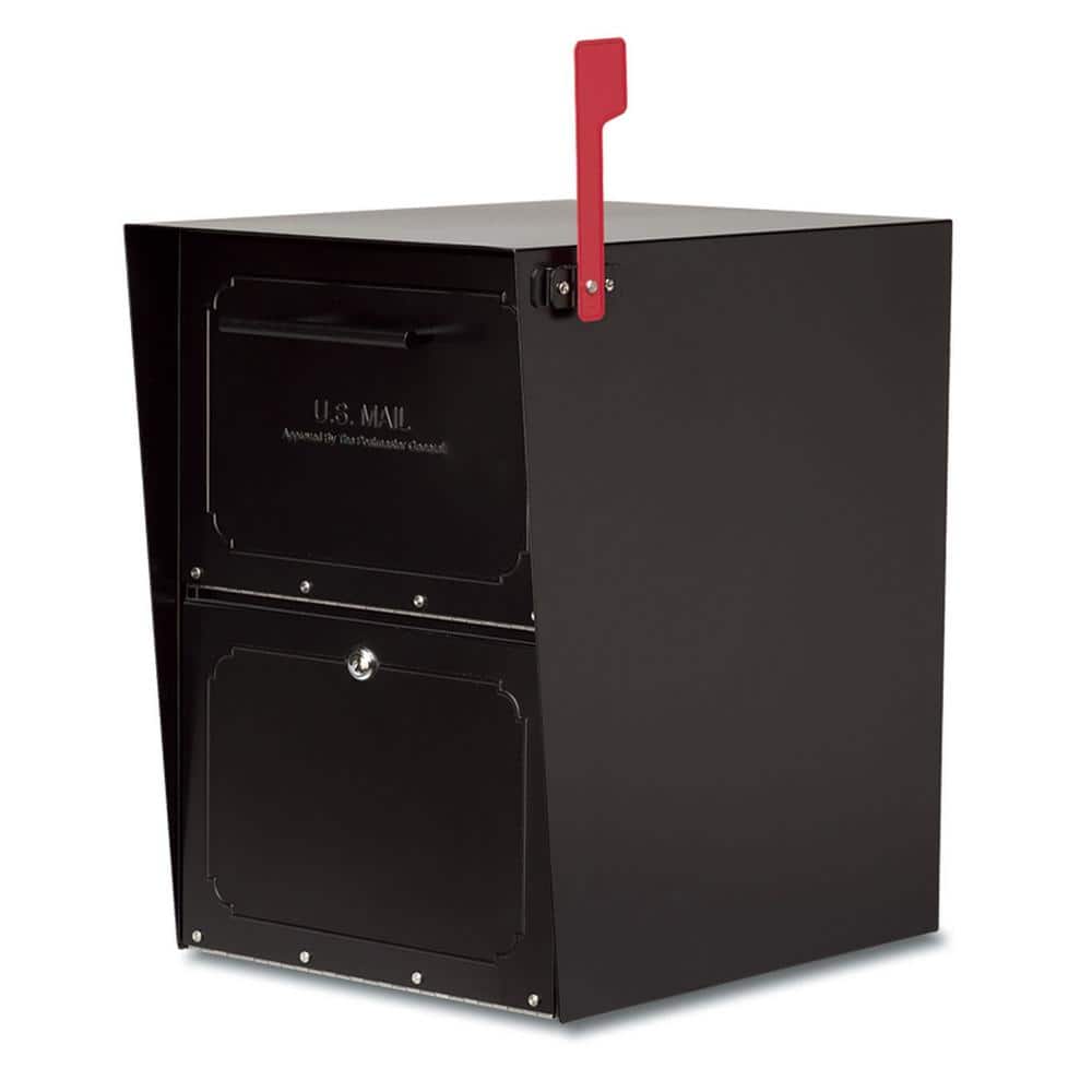Extra Large Black Steel Locking Post Mount Mailbox