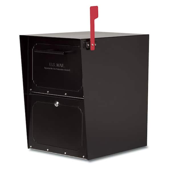 Oasis Post-Mount or Column-Mount Locking Mailbox in Black with Outgoing Mail Indicator