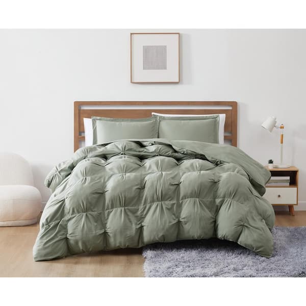 Cloud Puffer Green Microfiber 2-Piece Twin Comforter Set