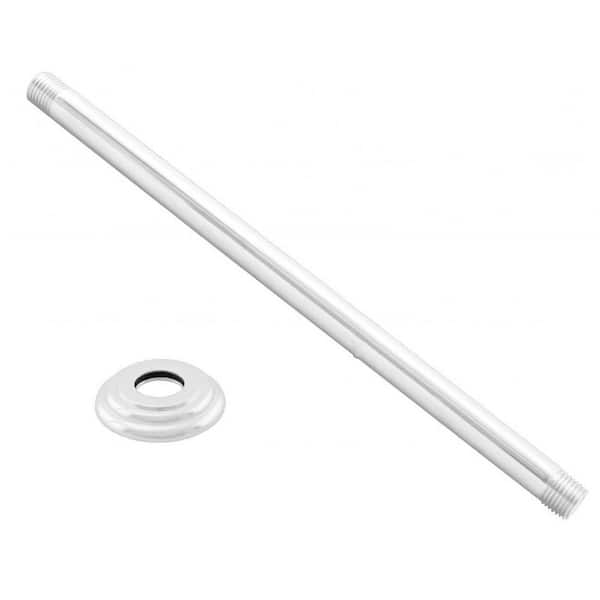 Westbrass 1/2 in. IPS x 19 in. Round Ceiling Mount Shower Arm with Flange, Powder Coat White