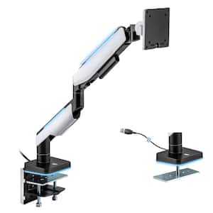 Heavy-Duty Gas Spring Single Monitor Arm Desk Mount with RGB Lights 27 in. to 35 in. 44 lbs. Wide Curved Screen