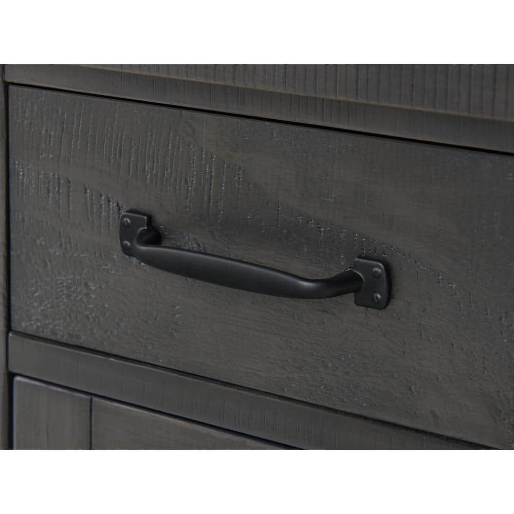 Rustic Gray Pine Chairside Table with Power Outlets and USB Ports