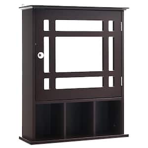 20 in. W x 24 in. H x 6 in. D Bathroom Storage Wall Cabinet with 1 Glass Doors and Adjustable Shelf in Brown