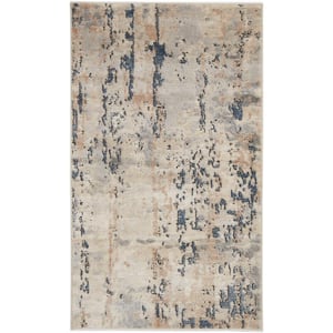 Concerto Beige/Grey doormat 2 ft. x 4 ft. Distressed Rustic Kitchen Area Rug